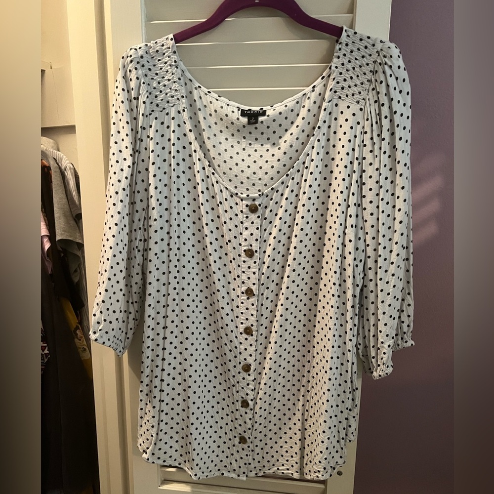 Polk a dot blouse. Torrid size 2.